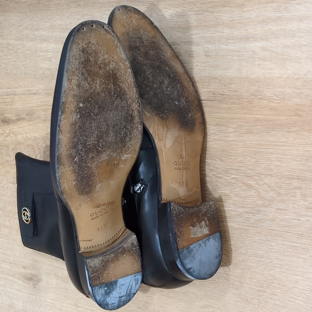 Gucci Interlocking G Black Leather Zip up Boots - Picture 6 of 8